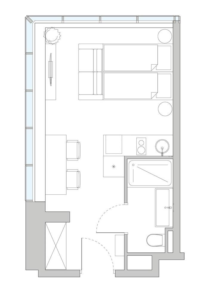 Квартира 1 спальня, 28&nbsp