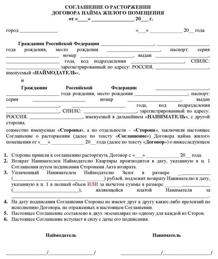 Как оформить соглашение о расторжении аренды?