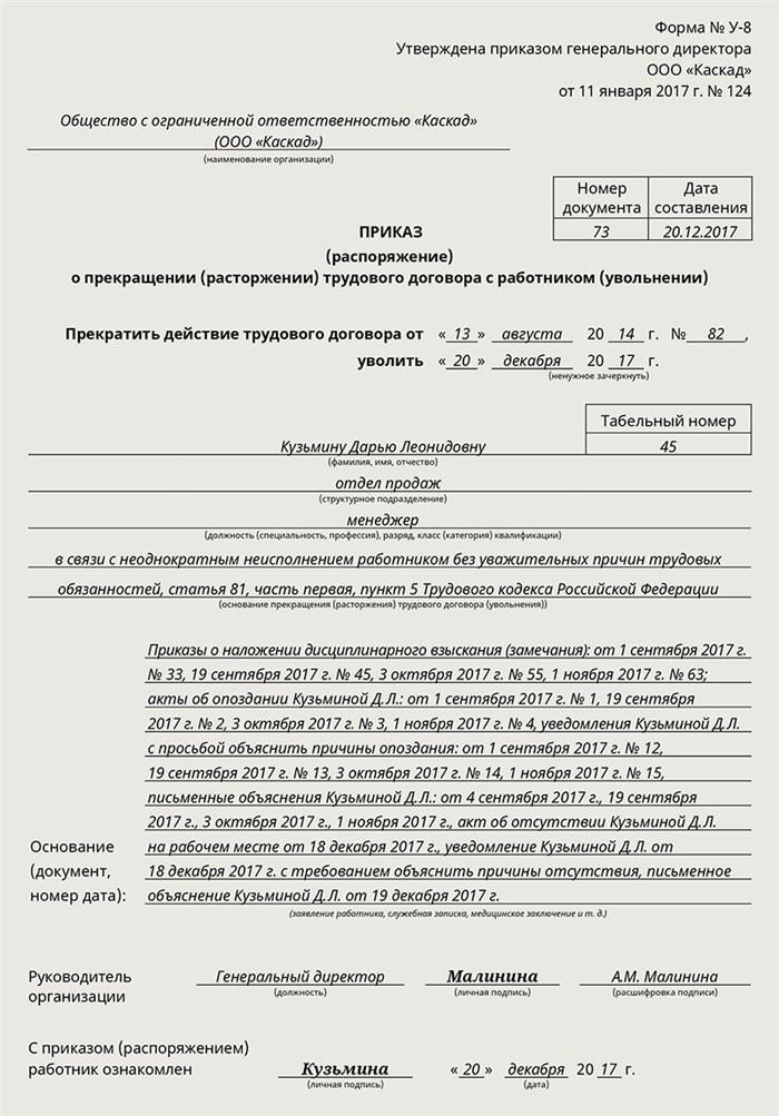 Ошибка 1: Неправильная квалификация проступка при увольнении по статье