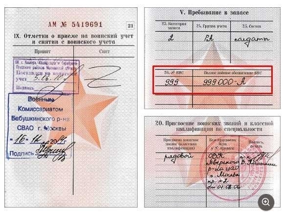 Таблица расшифровки кодов ВУС в военном билете