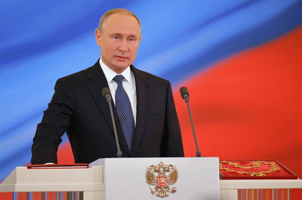 Владимир Путин во время церемонии инаугурации в Кремле.